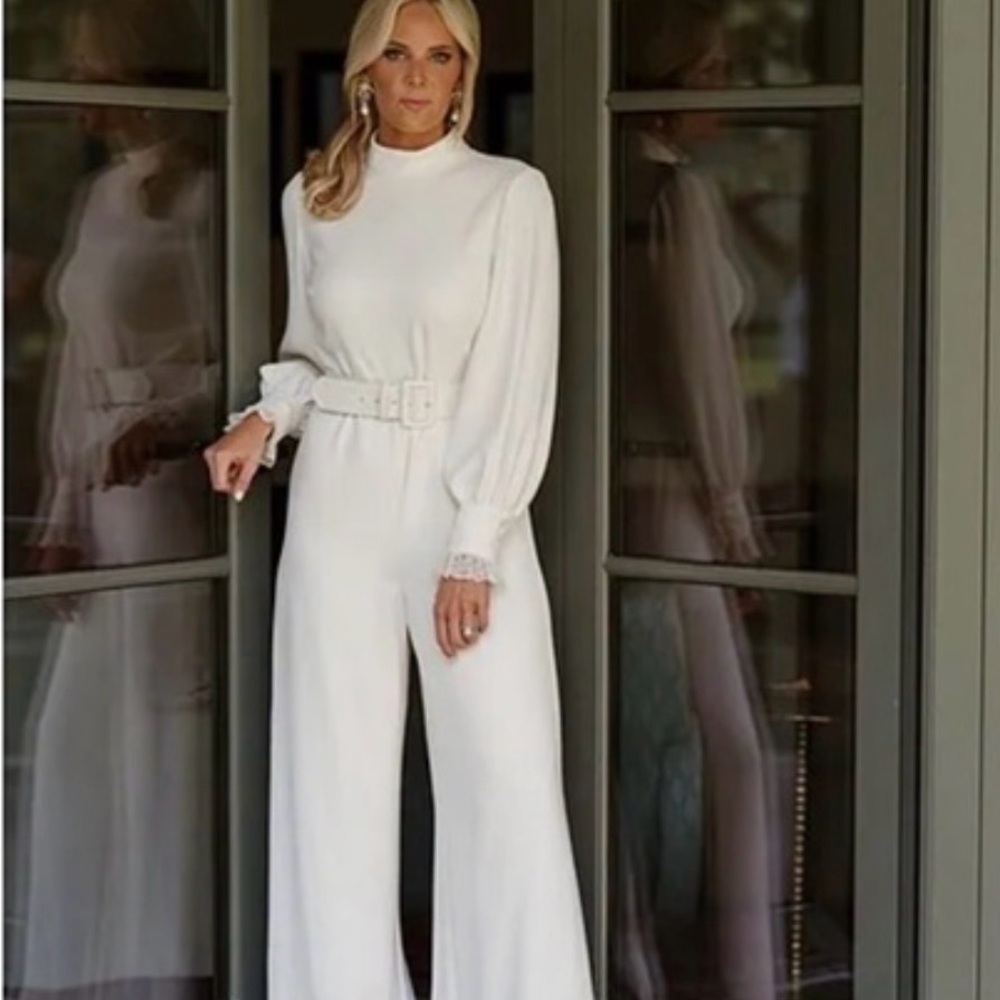 Antonio Melanie colab with Nicola Bathie Ivory Belted Jumpsuit